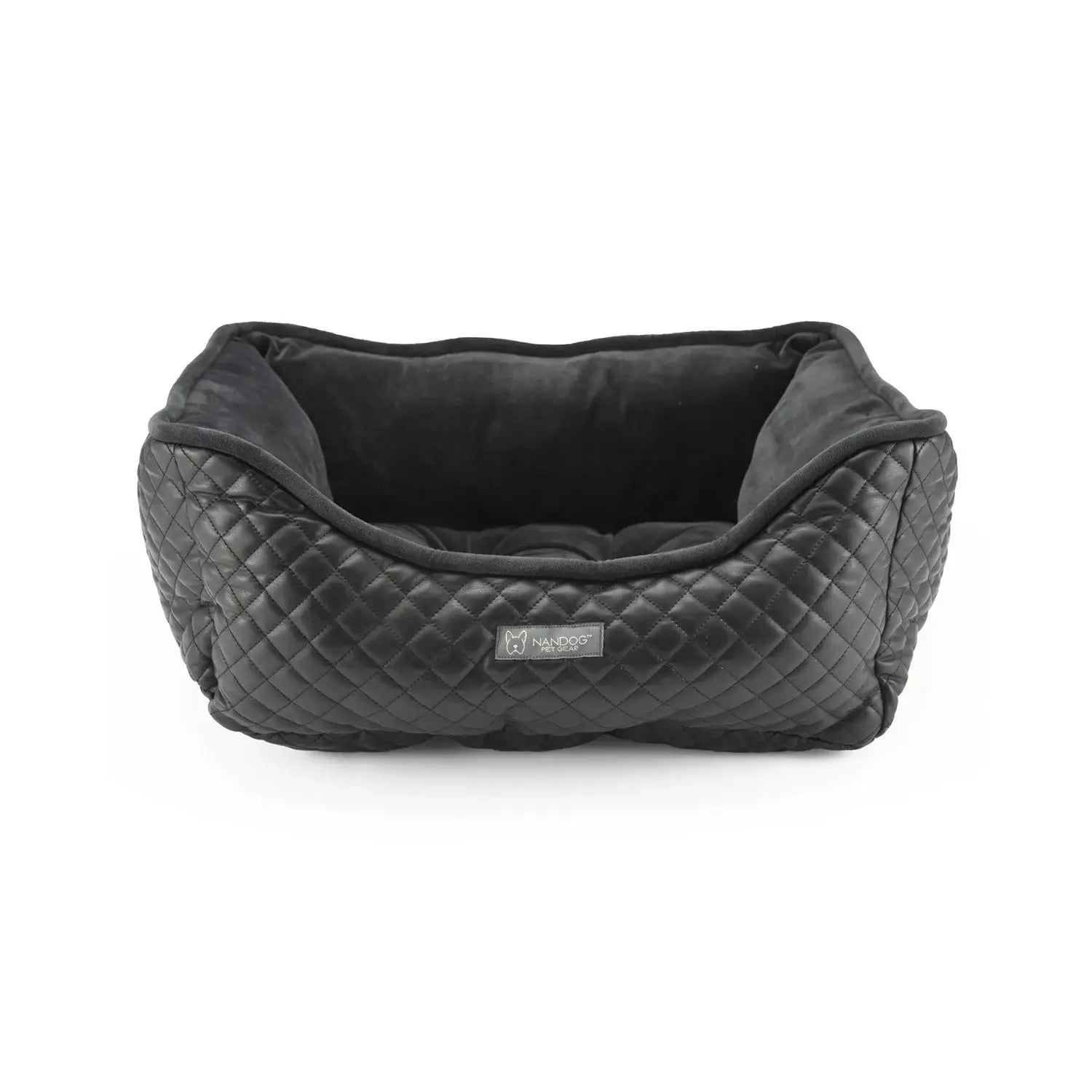 NANDOG Prive Collection Quilted Vegan Leather Black Dog & Cat Bed