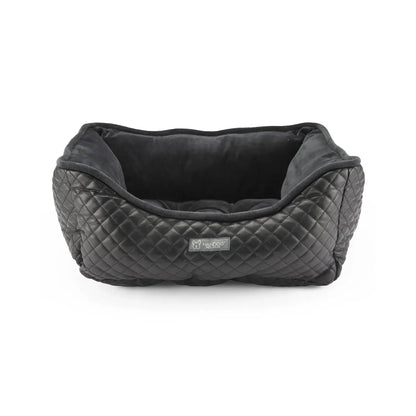 NANDOG Prive Collection Quilted Vegan Leather Black Dog & Cat Bed