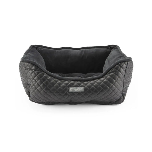 NANDOG Prive Collection Quilted Vegan Leather Black Dog & Cat Bed