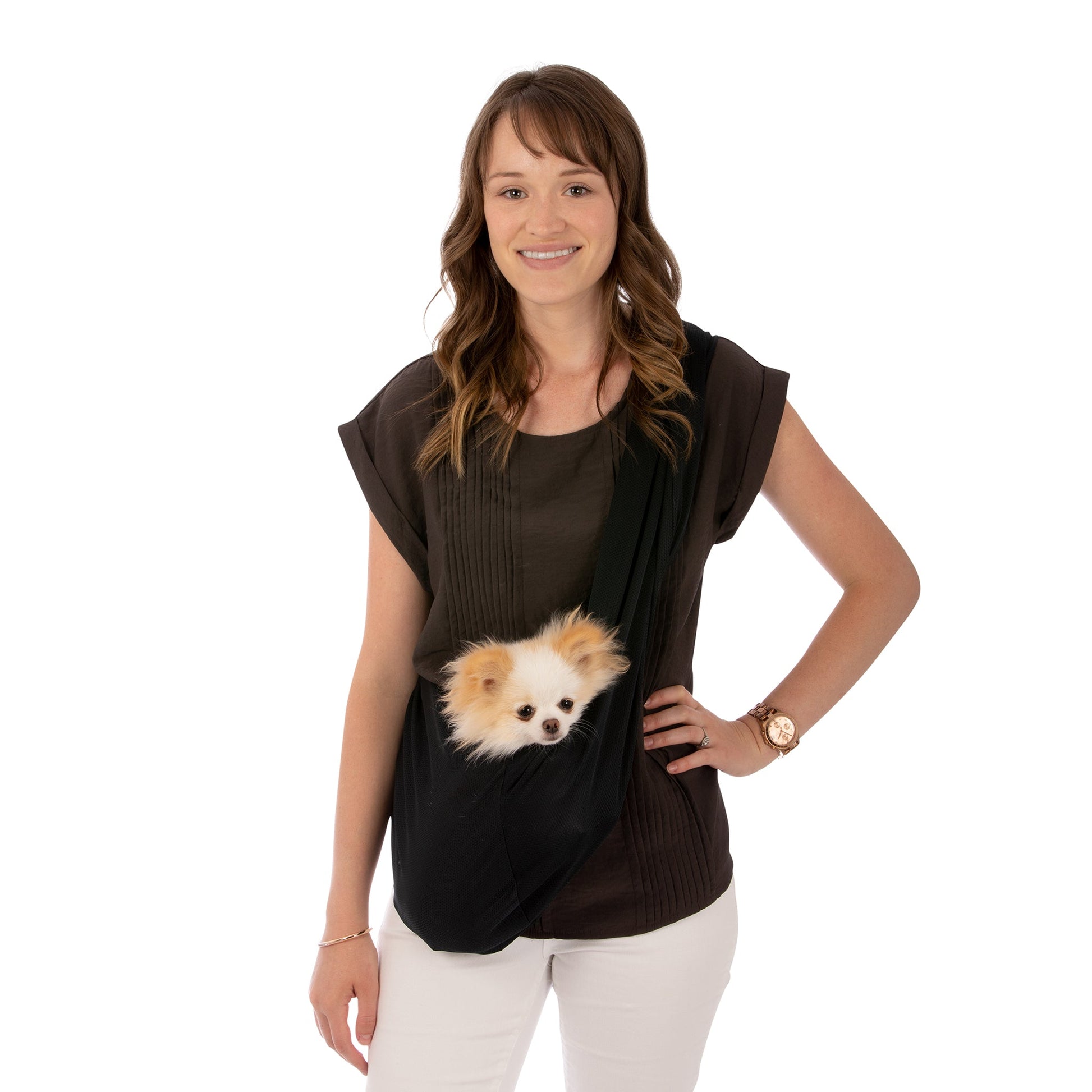 Comfortable Ventilated Mesh Pet Sling Carrier - Hands-Free Small Dog Tote Bag