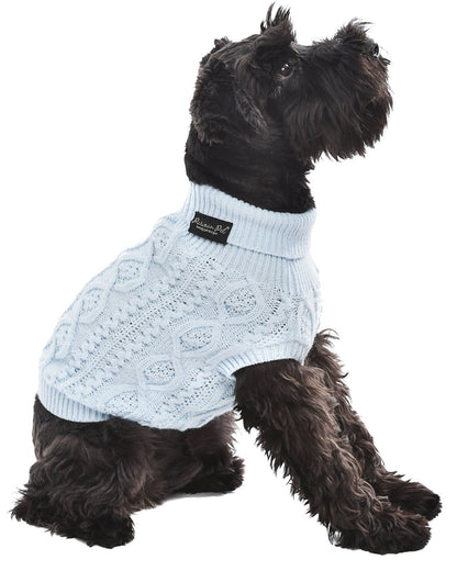 Cable Knit Sweater Powder Blue – Soft & Warm Dog Apparel