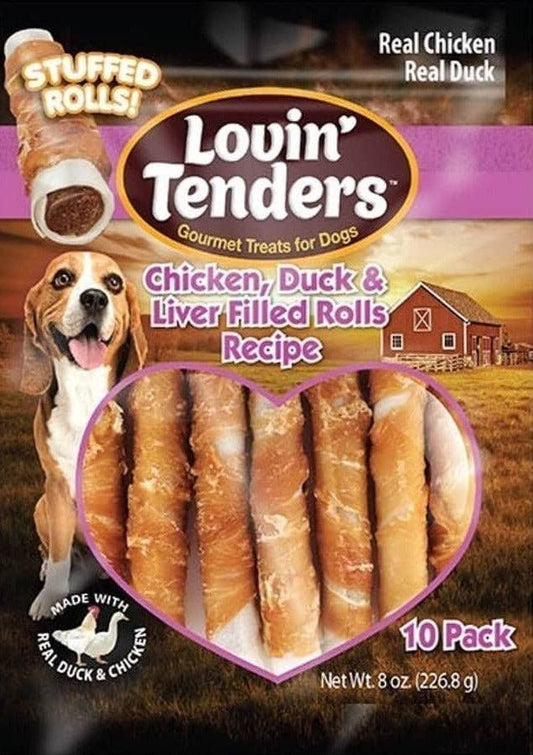 Lovin' Tenders Chicken, Duck, Liver, Sweet Potato Rolls 10Pk