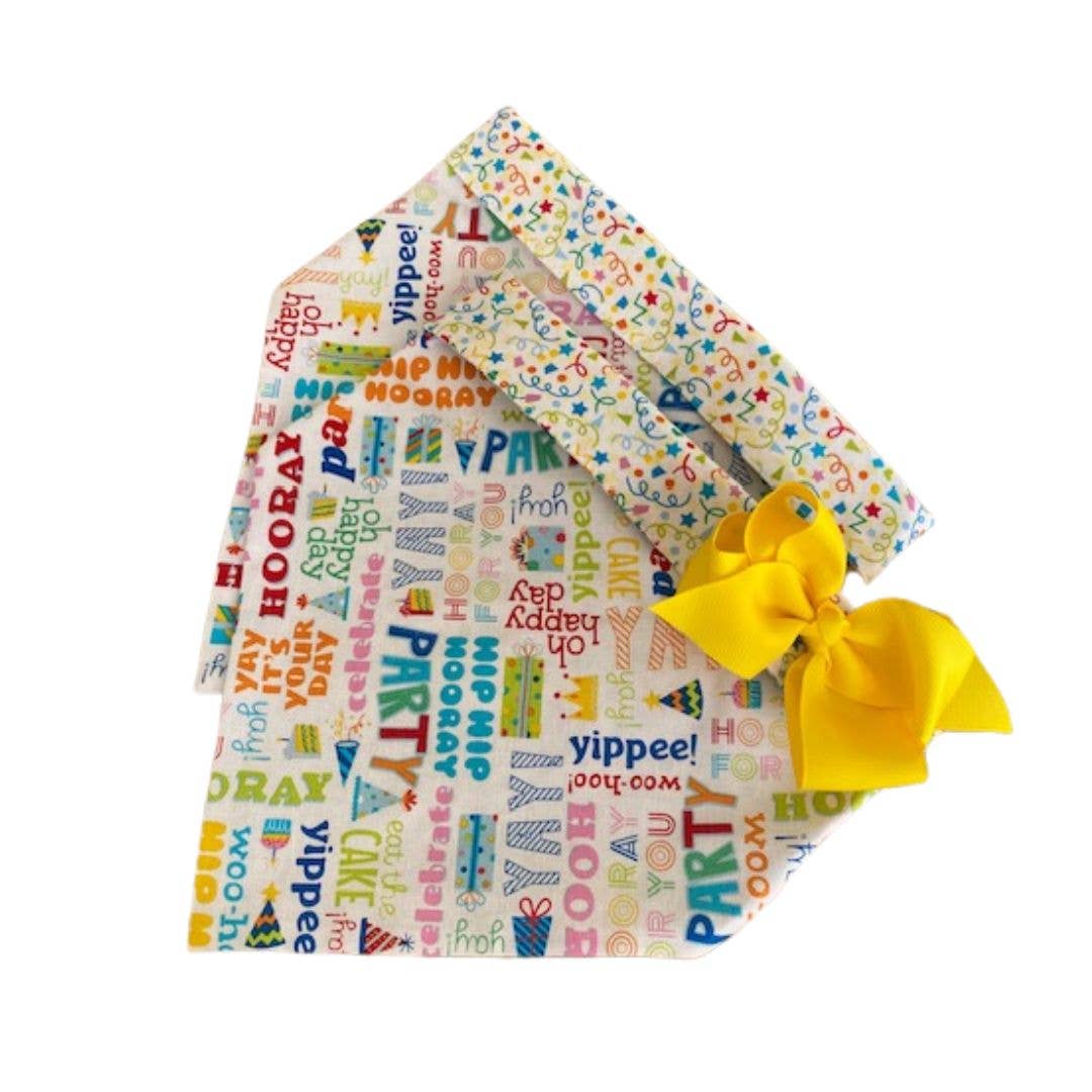 Hooray! Birthday Party Dog Bandana in Primary Bright Colors
