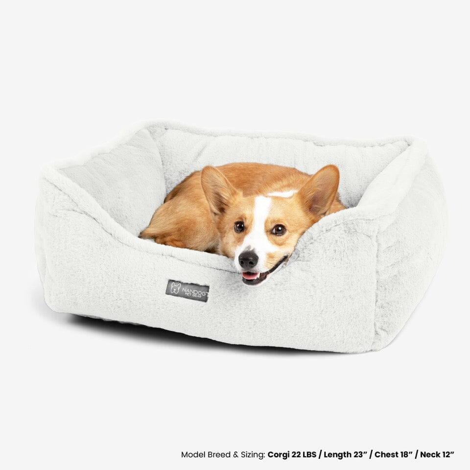 Reversible Plush Cloud Dog & Cat Bed - Soft, Washable, Pearl White Comfort