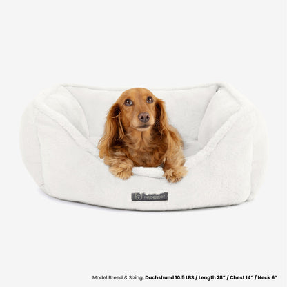 Reversible Plush Cloud Dog & Cat Bed - Soft, Washable, Pearl White Comfort