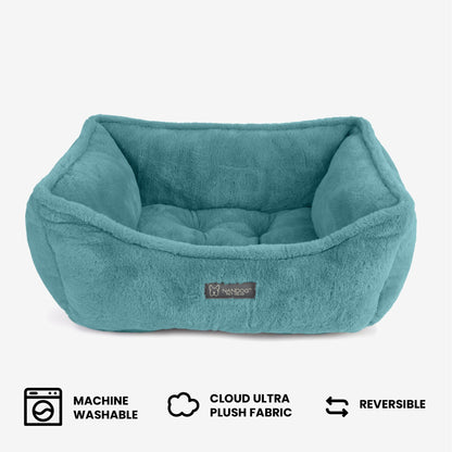 Plush Cloud Reversible Jade Green Pet Bed for Dogs and Cats