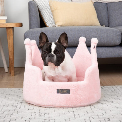 Supreme Comfort Royal Pink Crown Pet Bed for Dogs and Cats