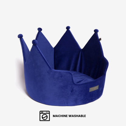 Luxury Cloud Royal Blue Crown Pet Bed for Dogs & Cats - Supreme Comfort