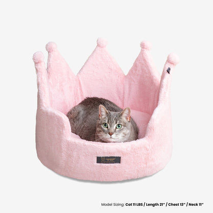 Supreme Comfort Royal Pink Crown Pet Bed for Dogs and Cats