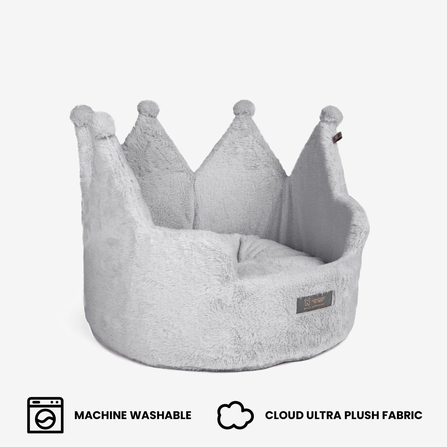 Plush Royal Gray Crown Dog Cat Bed Cloud Prive Collection