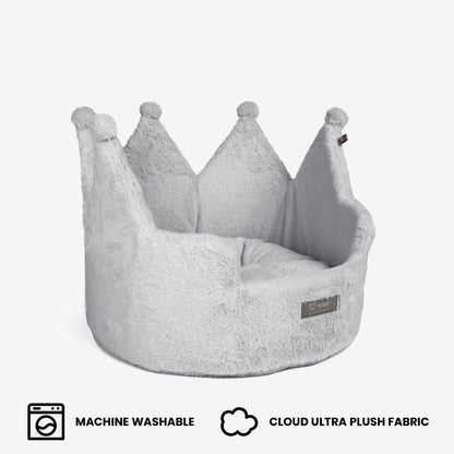 Plush Royal Gray Crown Dog Cat Bed Cloud Prive Collection
