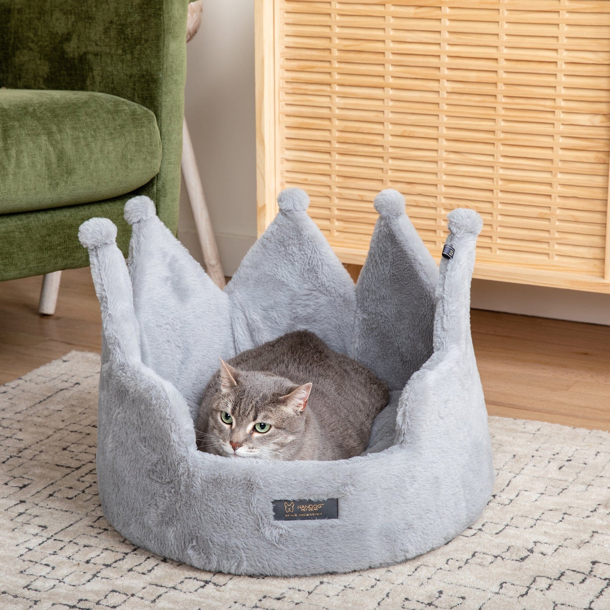 Plush Royal Gray Crown Dog Cat Bed Cloud Prive Collection