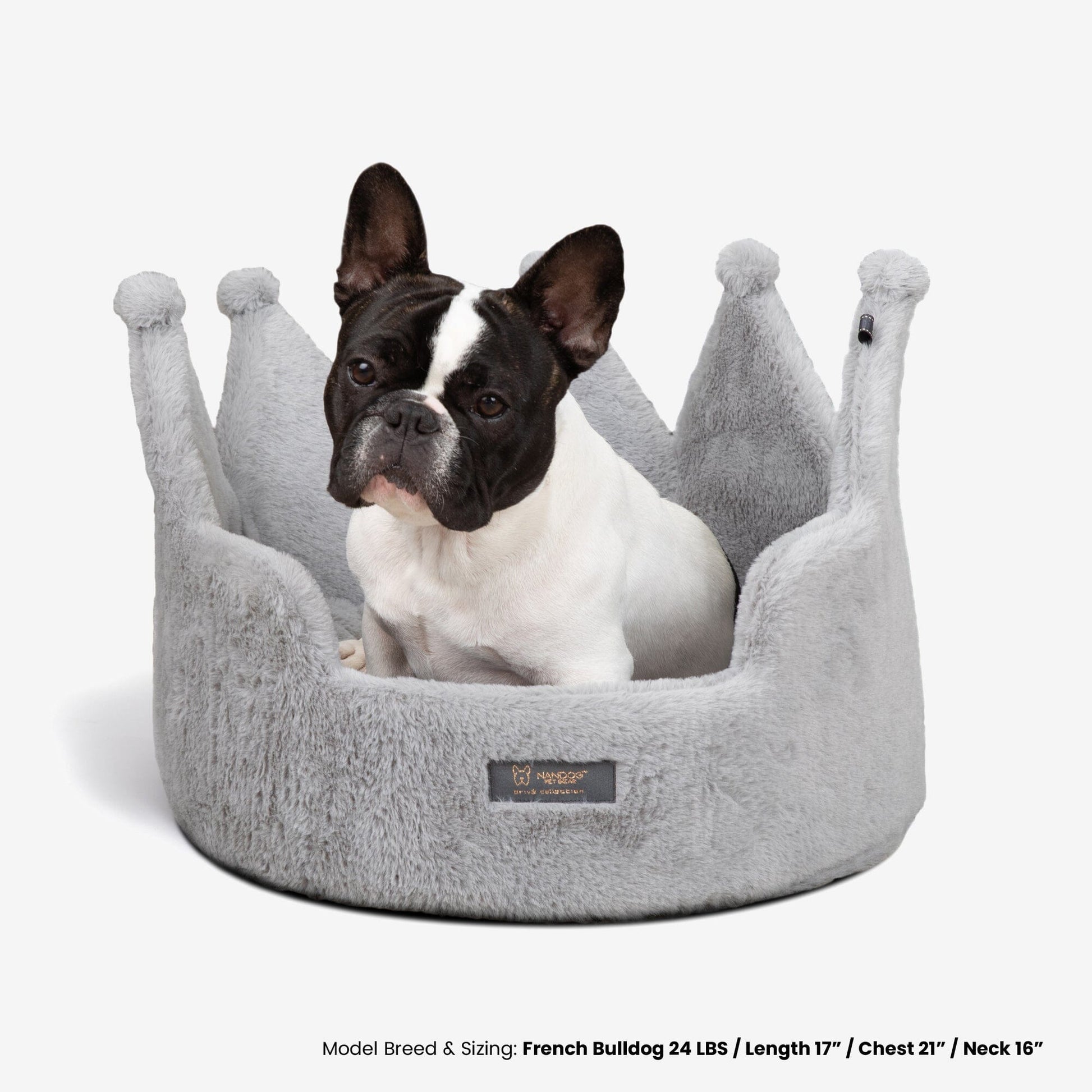 Plush Royal Gray Crown Dog Cat Bed Cloud Prive Collection