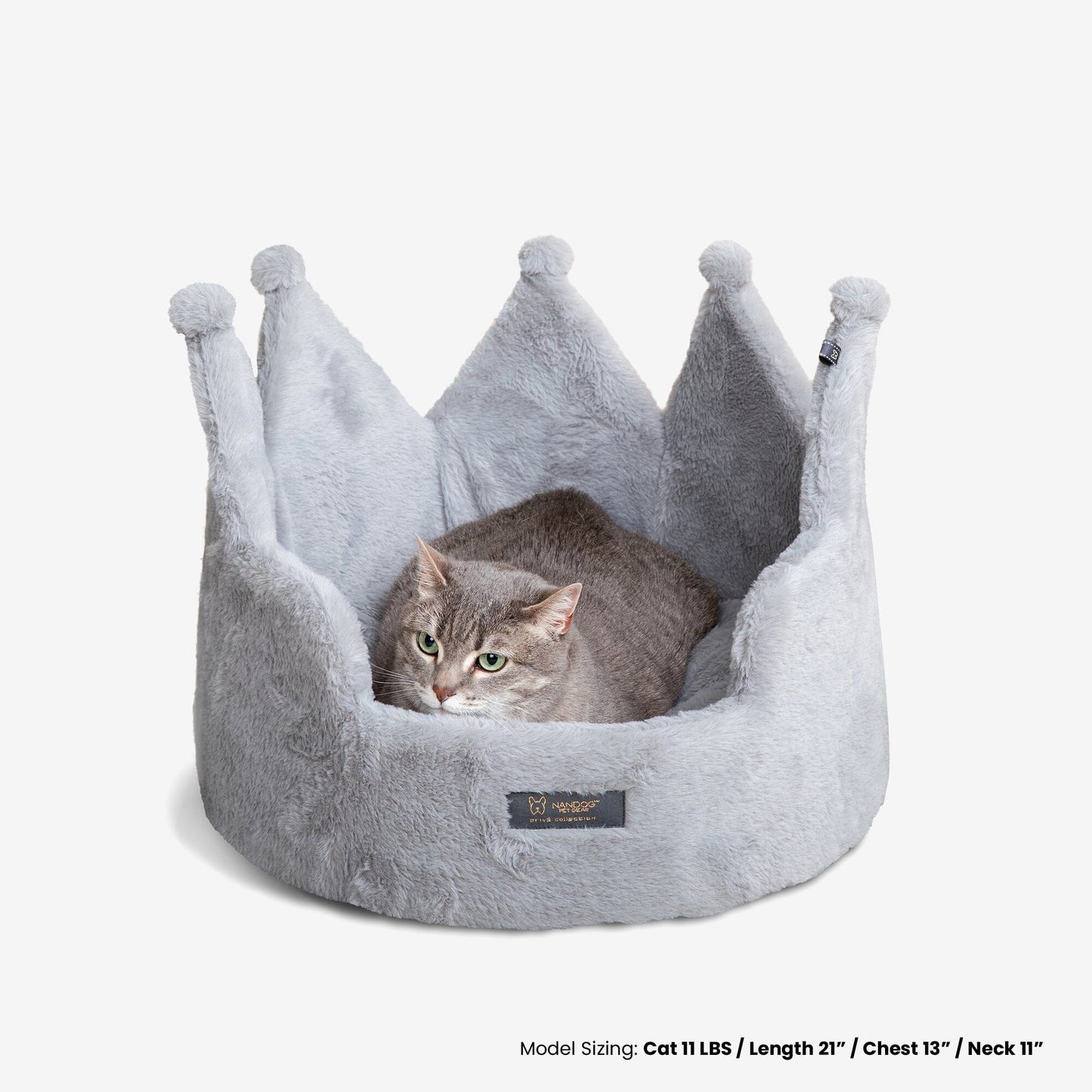 Plush Royal Gray Crown Dog Cat Bed Cloud Prive Collection
