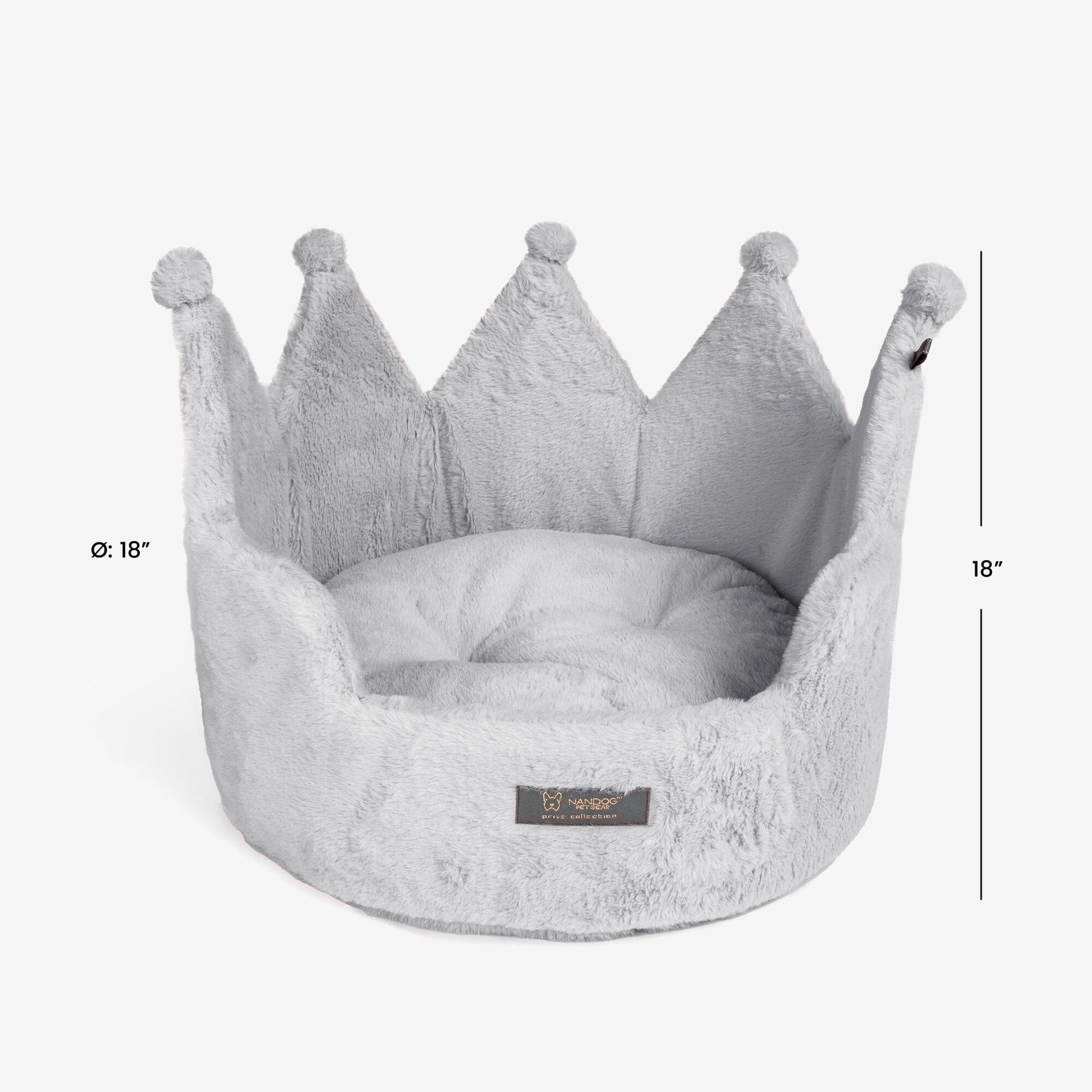 Plush Royal Gray Crown Dog Cat Bed Cloud Prive Collection