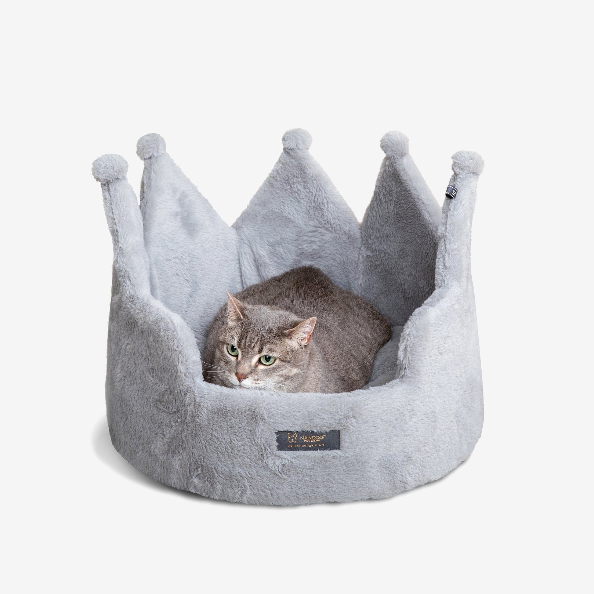 Plush Royal Gray Crown Dog Cat Bed Cloud Prive Collection