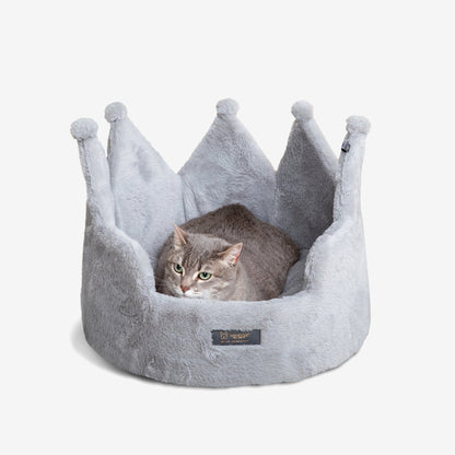 Plush Royal Gray Crown Dog Cat Bed Cloud Prive Collection