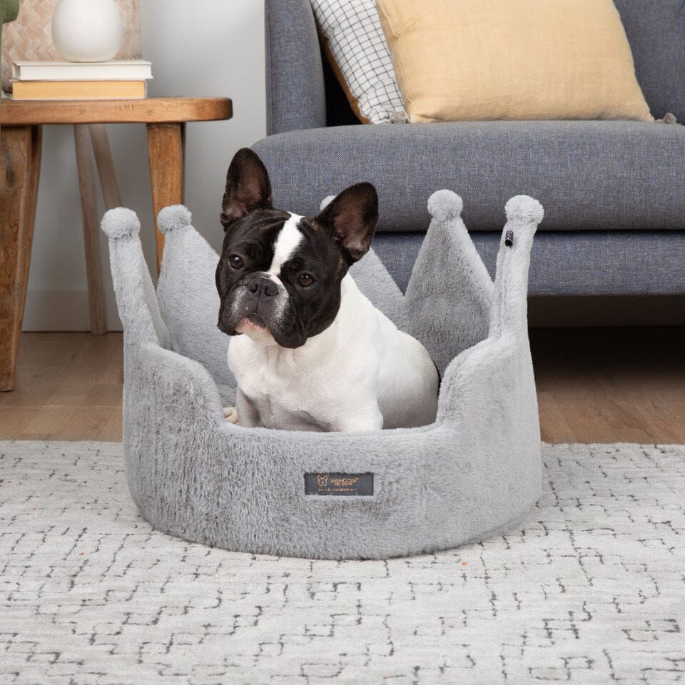 Plush Royal Gray Crown Dog Cat Bed Cloud Prive Collection