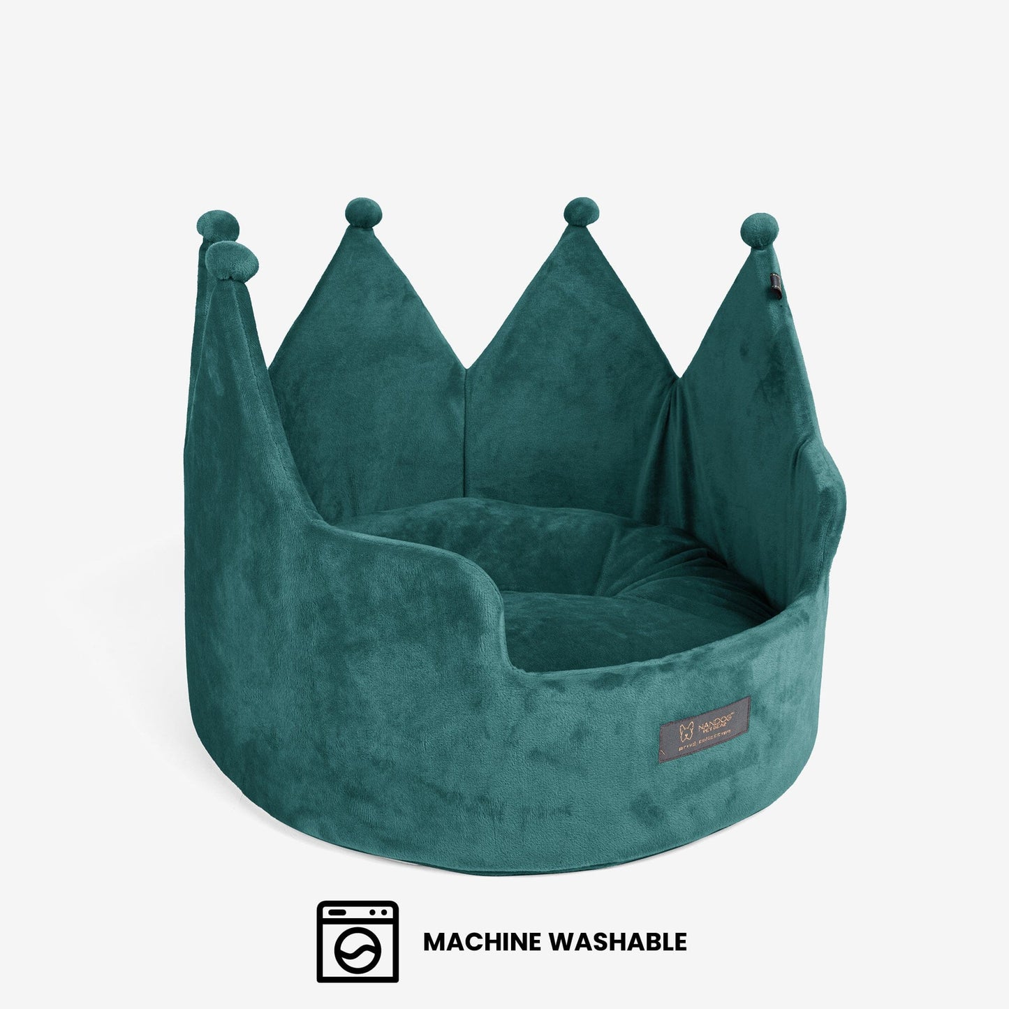 Royal Green Crown Pet Bed: Plush Cloud Prive Collection for Dogs & Cats