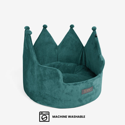 Royal Green Crown Pet Bed: Plush Cloud Prive Collection for Dogs & Cats