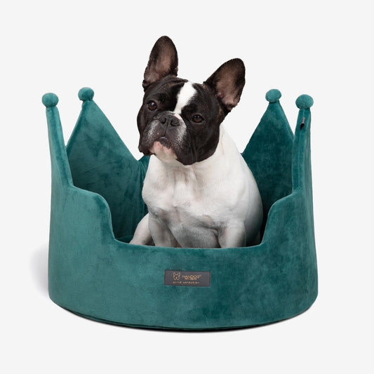 Royal Green Crown Pet Bed: Plush Cloud Prive Collection for Dogs & Cats