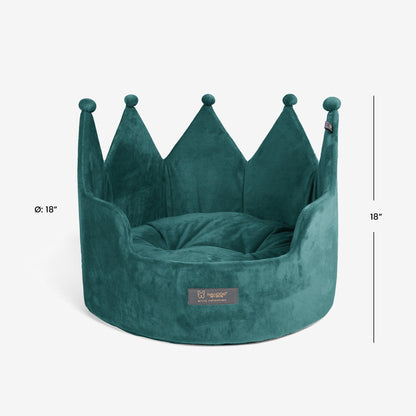 Royal Green Crown Pet Bed: Plush Cloud Prive Collection for Dogs & Cats