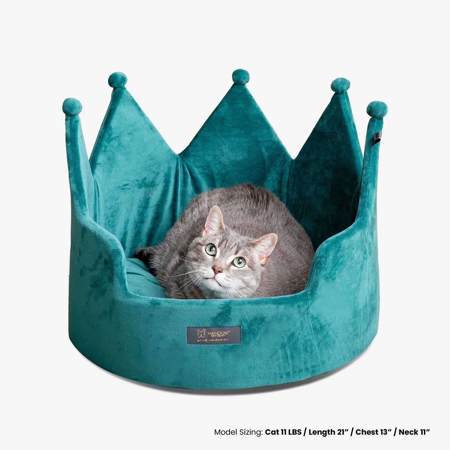 Royal Green Crown Pet Bed: Plush Cloud Prive Collection for Dogs & Cats