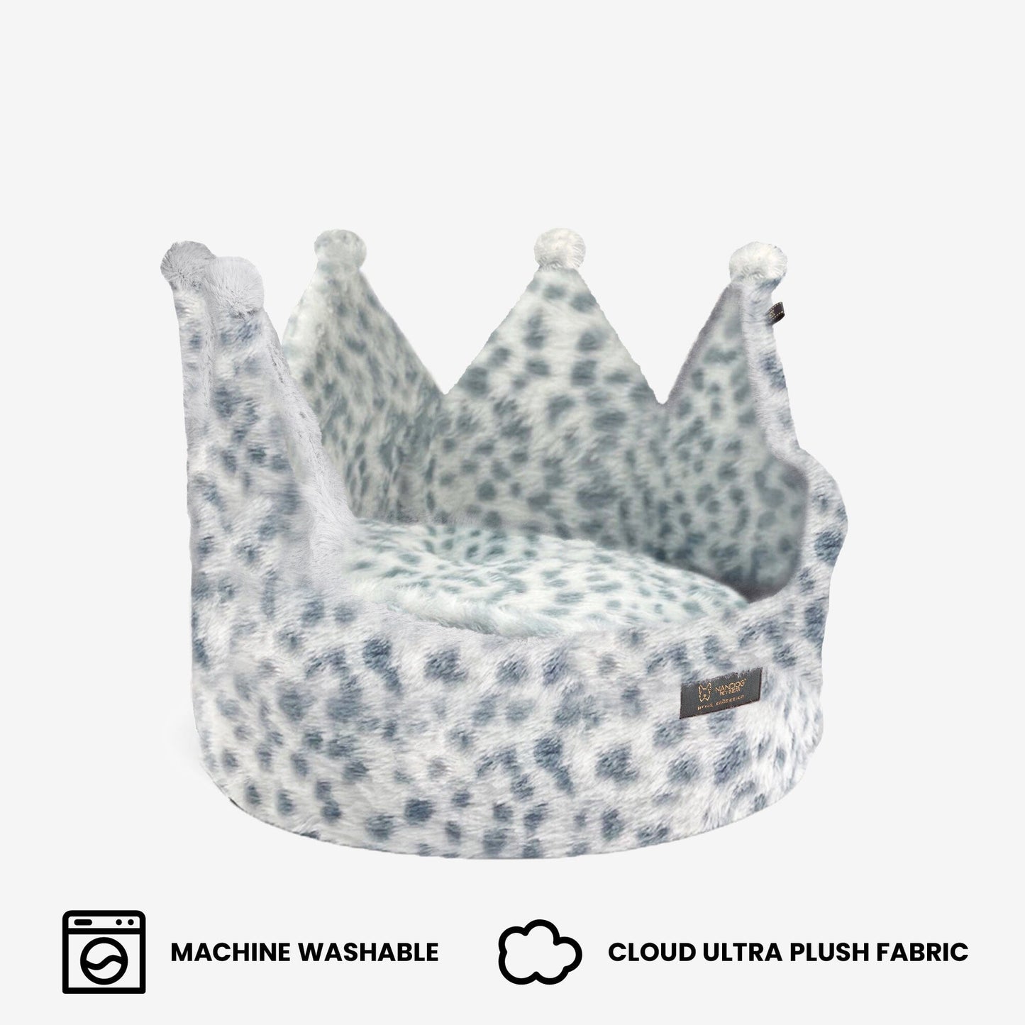 Snow Leopard Crown Pet Bed: Plush Comfort for Dogs and Cats