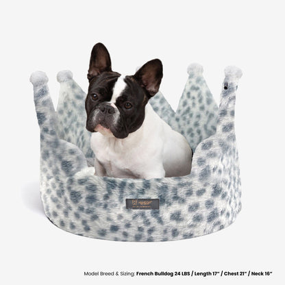 Snow Leopard Crown Pet Bed: Plush Comfort for Dogs and Cats