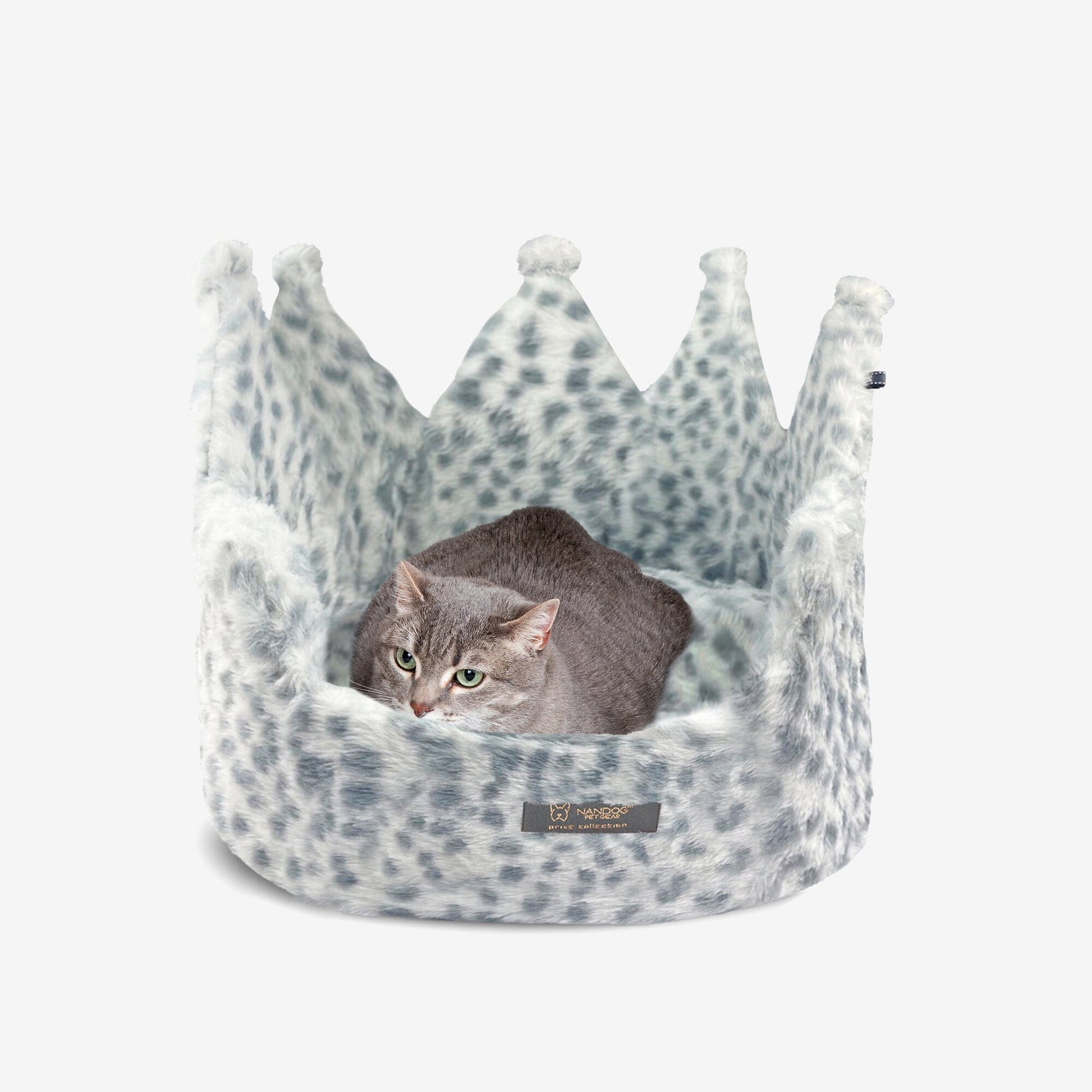 Snow Leopard Crown Pet Bed: Plush Comfort for Dogs and Cats