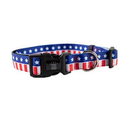 USA Patriotic Adjustable Dog Collar with matching Lead