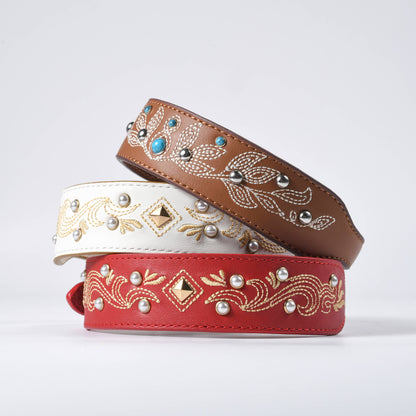 Tan/Brown Collar Western Style Premium Leather Collar - Western Style