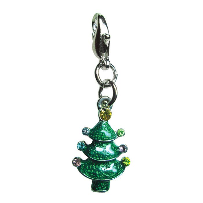 Christmas Tree with Sparkling Ornaments Enamel Charm
