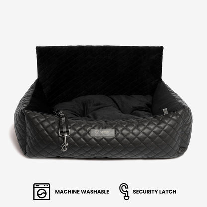 NANDOG Prive Collection Black Vegan Leather Dog Car Seat Bed