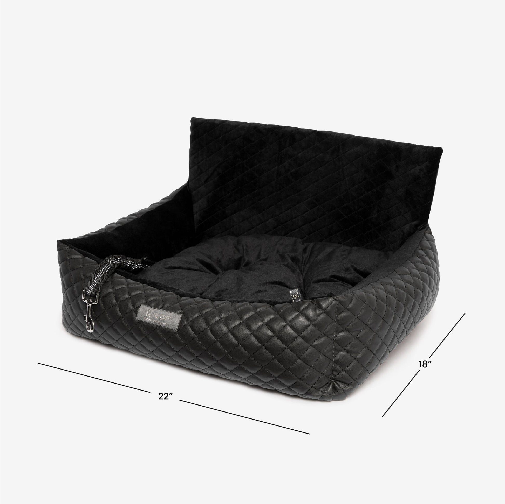 NANDOG Prive Collection Black Vegan Leather Dog Car Seat Bed