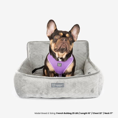 Plush Light Gray Medium Dog Car Seat, Safe & Comfortable Rides