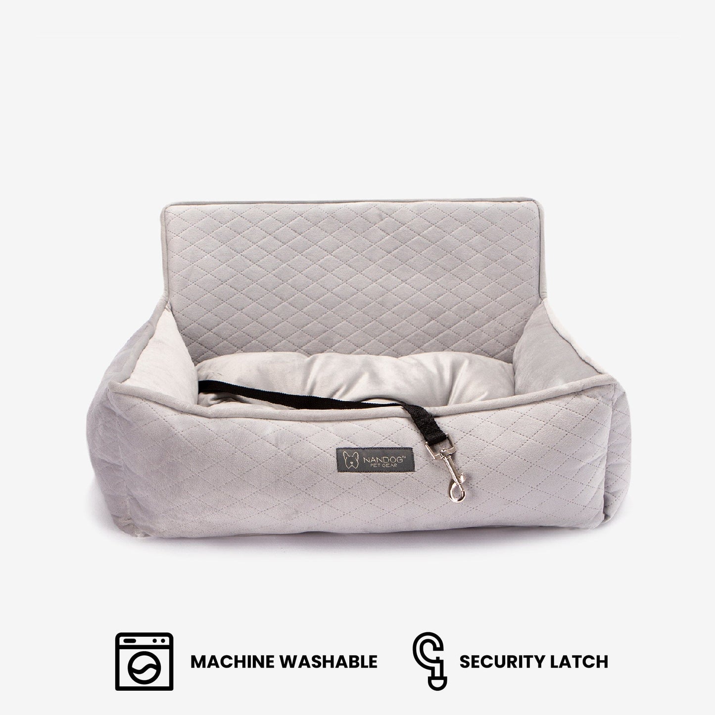 Plush Light Gray Medium Dog Car Seat, Safe & Comfortable Rides