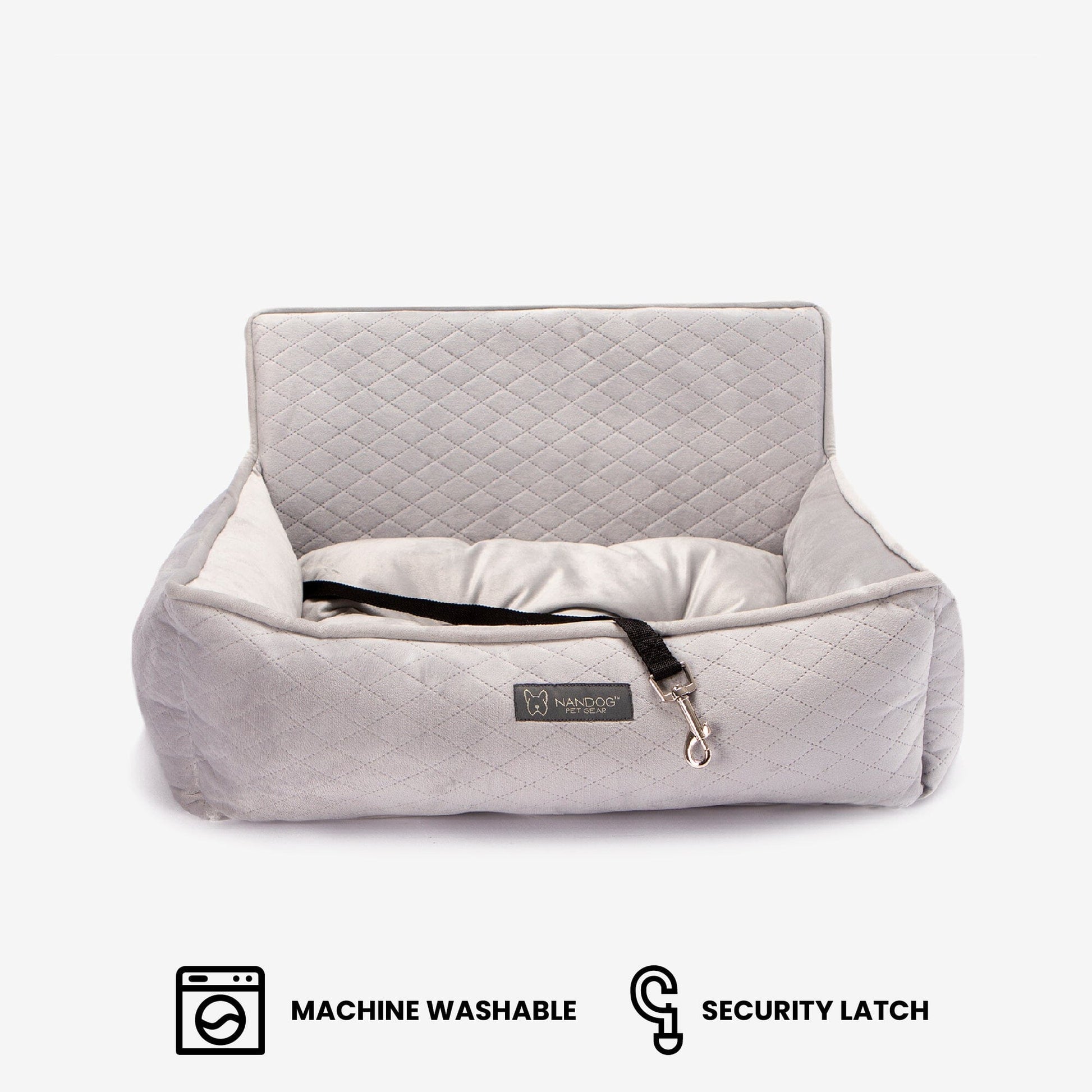 Plush Light Gray Medium Dog Car Seat, Safe & Comfortable Rides