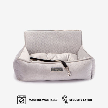 Plush Light Gray Medium Dog Car Seat, Safe & Comfortable Rides