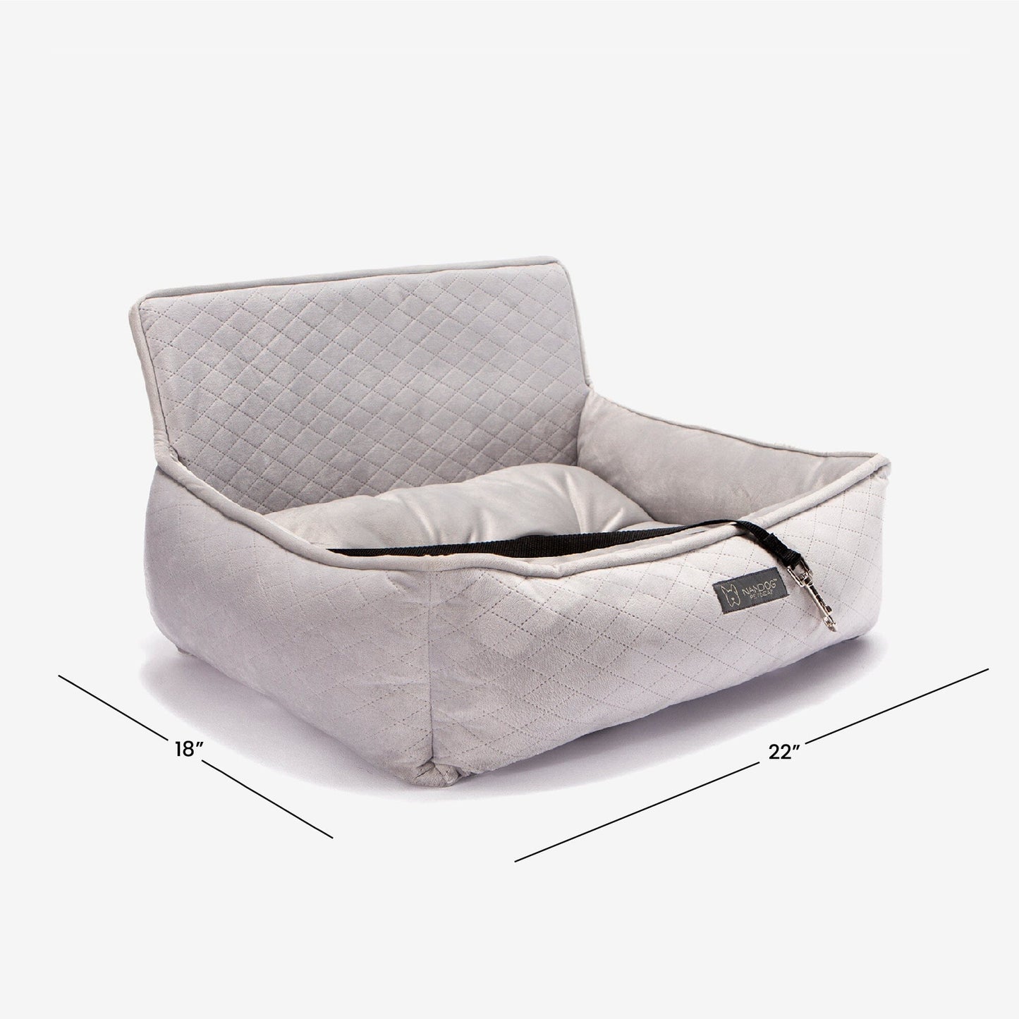 Plush Light Gray Medium Dog Car Seat, Safe & Comfortable Rides