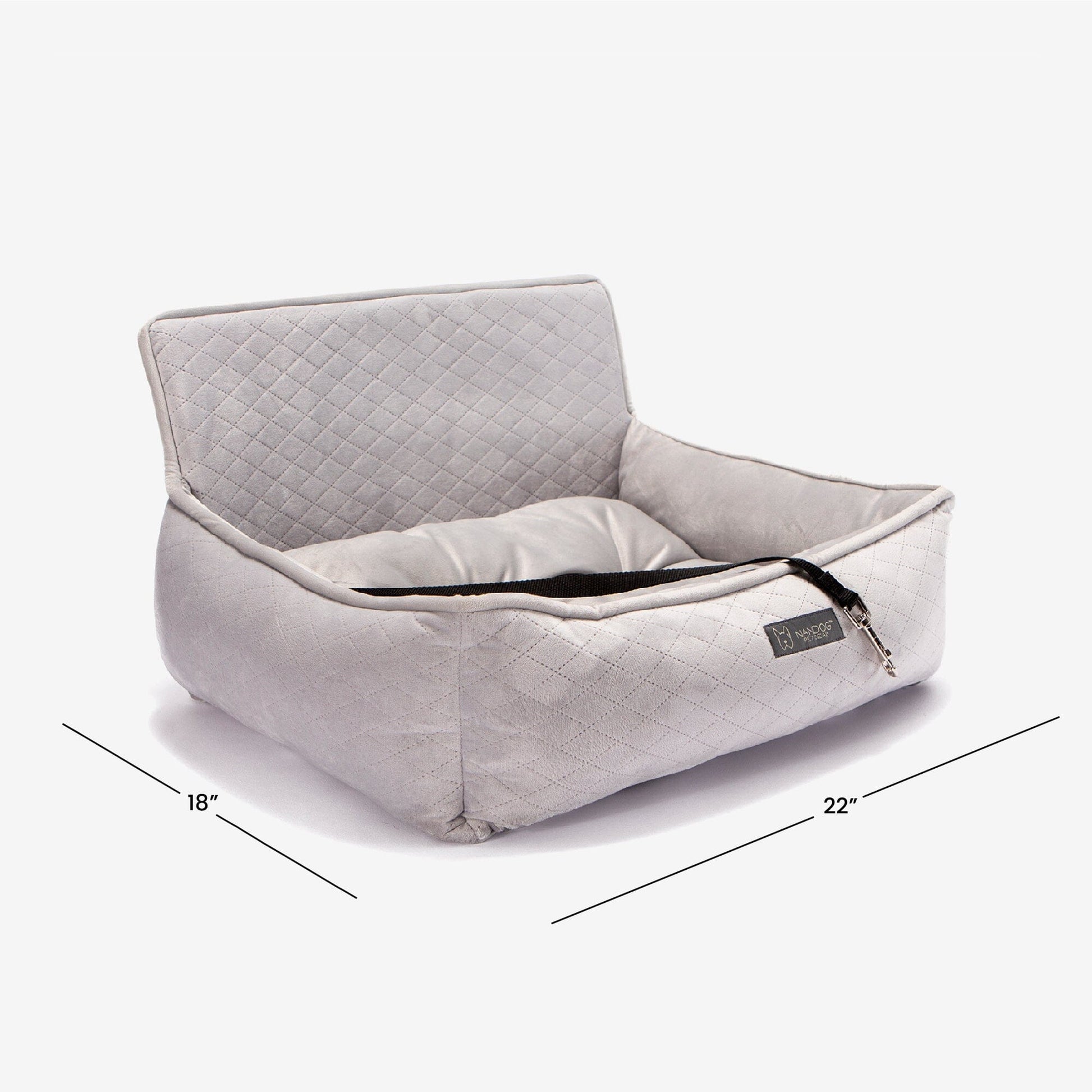 Plush Light Gray Medium Dog Car Seat, Safe & Comfortable Rides