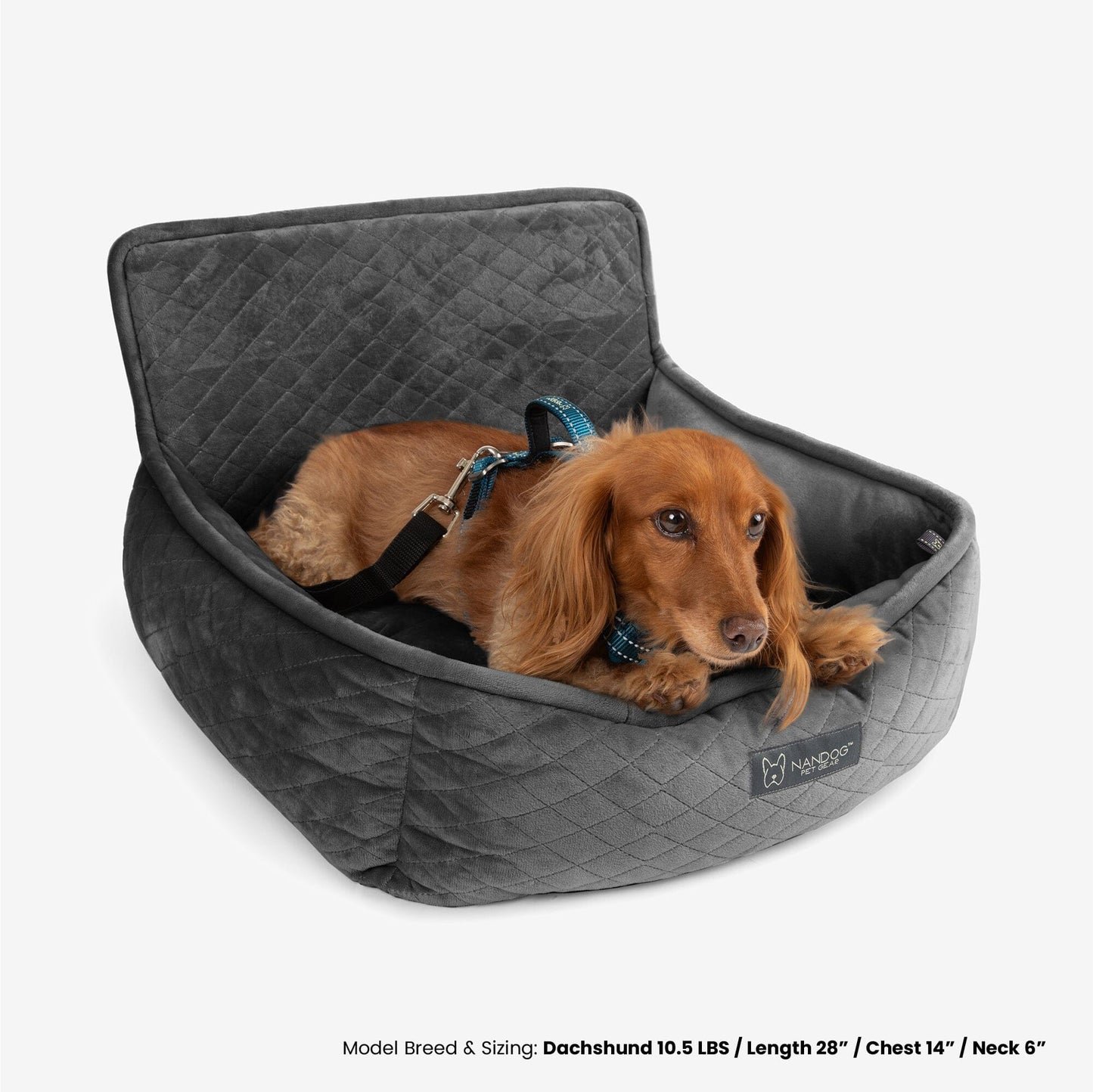 Secure Quilted Dog Car Seat for Small Pets - Dark Gray Comfort Booster