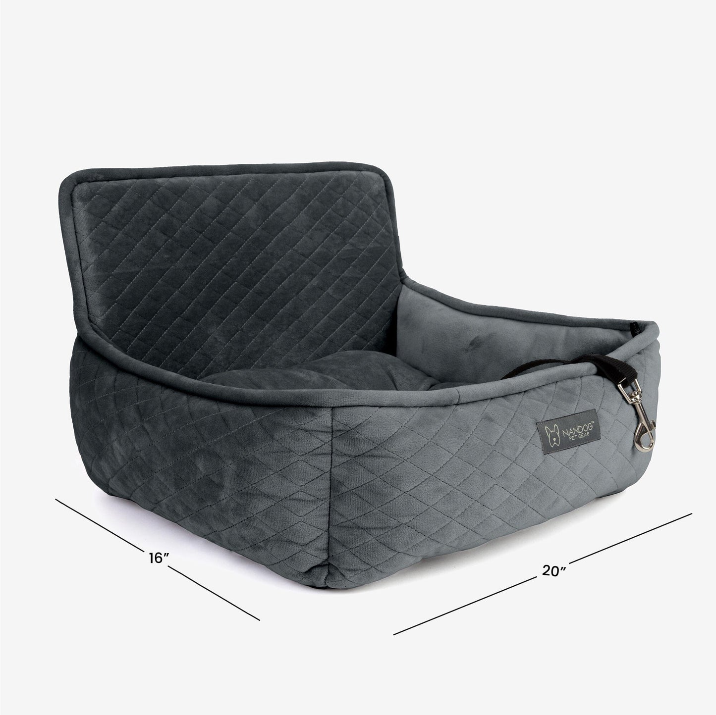 Secure Quilted Dog Car Seat for Small Pets - Dark Gray Comfort Booster