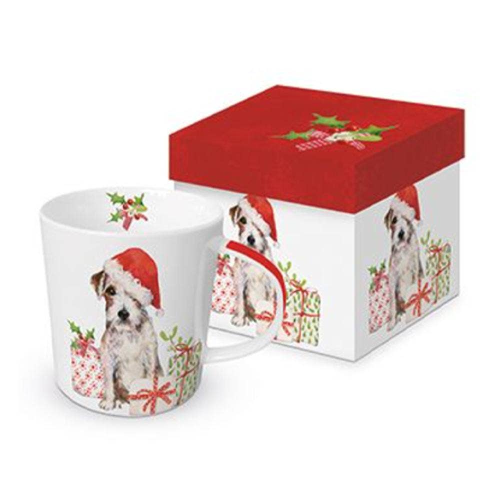 BONE CHINA MUG IN GIFT BOX-CHRISTMAS PUP