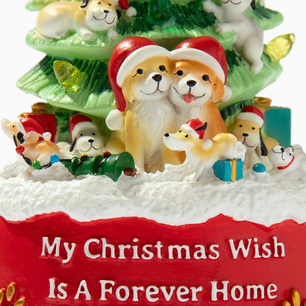 My Christmas Wish Is A Forever Home For Every Dog- Hand Crafted Light Up Resin Christmas Tree -Faire