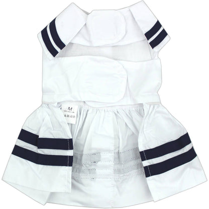 Sailor Dress White – Classic Nautical Style Dog Outfit  SALE 50% OFF