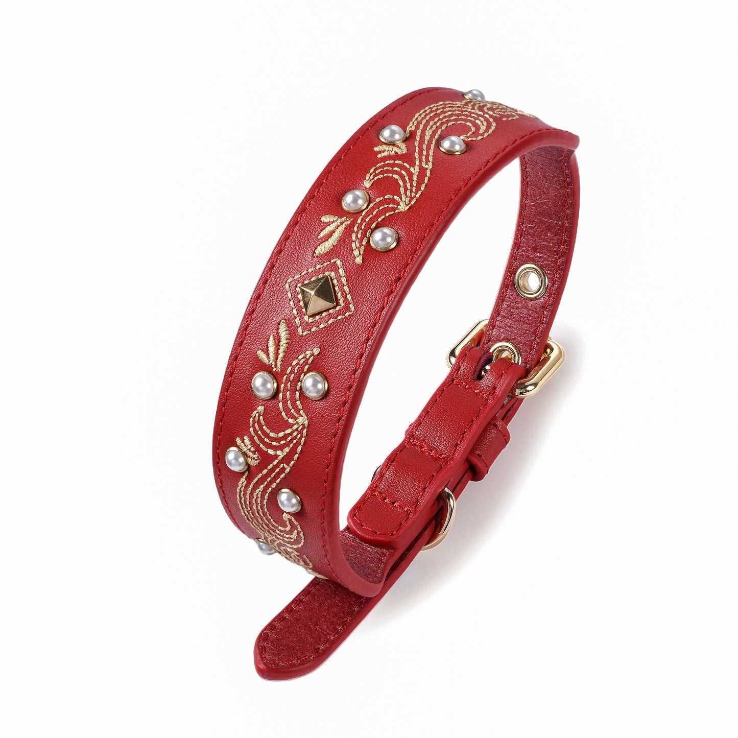 Red Collar Western Style Premium Leather Collar