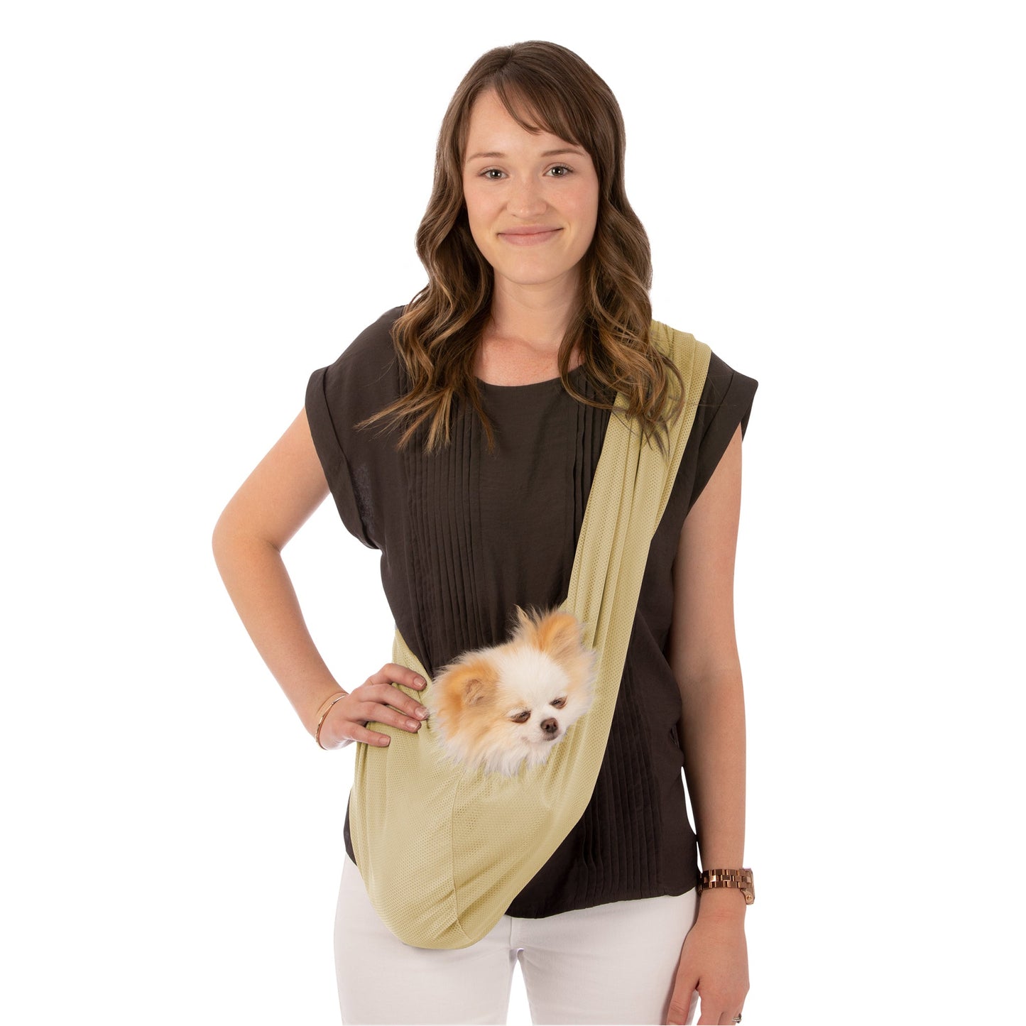 Comfortable Ventilated Mesh Pet Sling Carrier - Hands-Free Small Dog Tote Bag