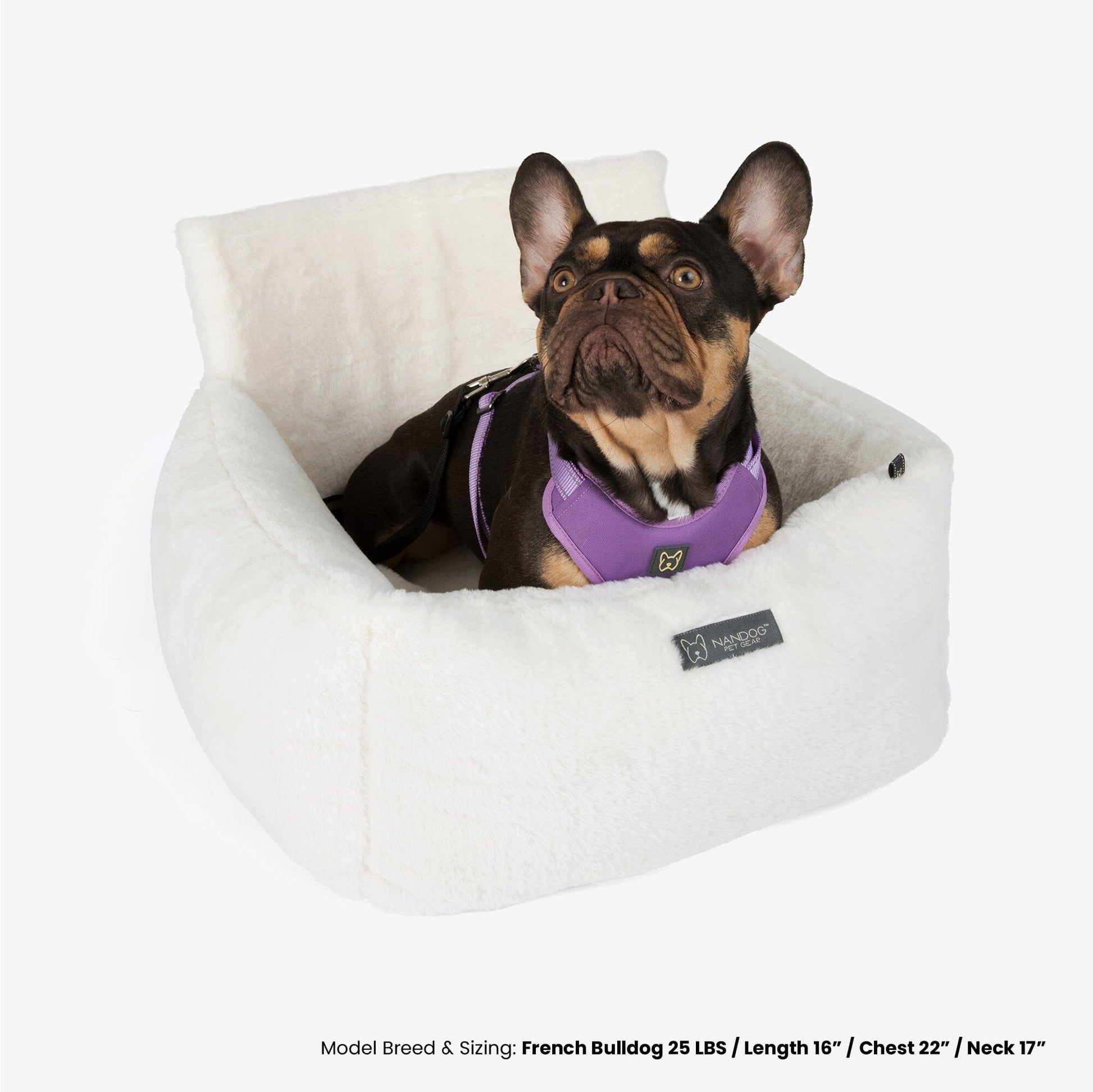 Luxurious Ivory Cloud Dog Car Seat for Safe, Cozy Medium Pet Travel