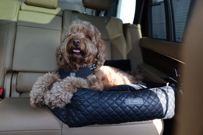 NANDOG Prive Collection Black Vegan Leather Dog Car Seat Bed